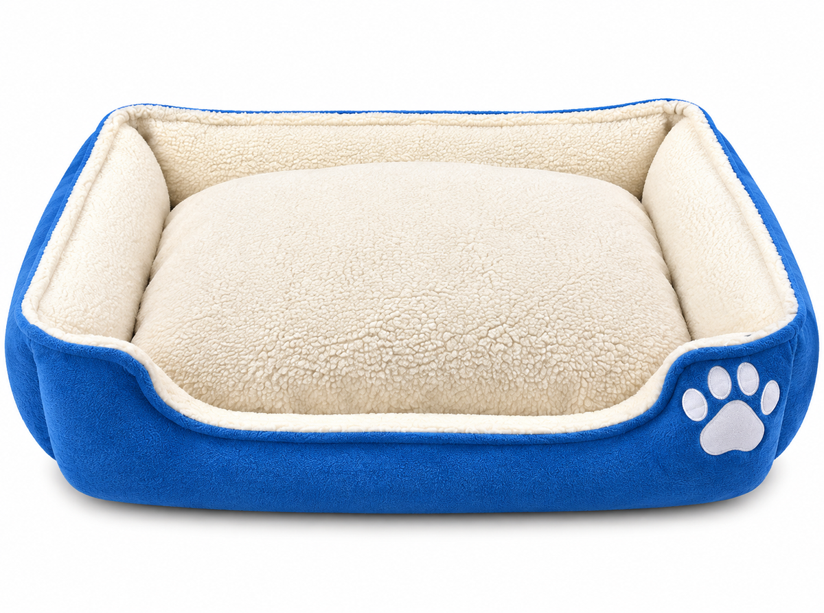 Cozy Paw Fleece Bed – Blue 🐾